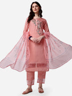 Embroidered Kurta With Pant & Dupatta Set, Multicolor - Hiral Fashion - Distacart