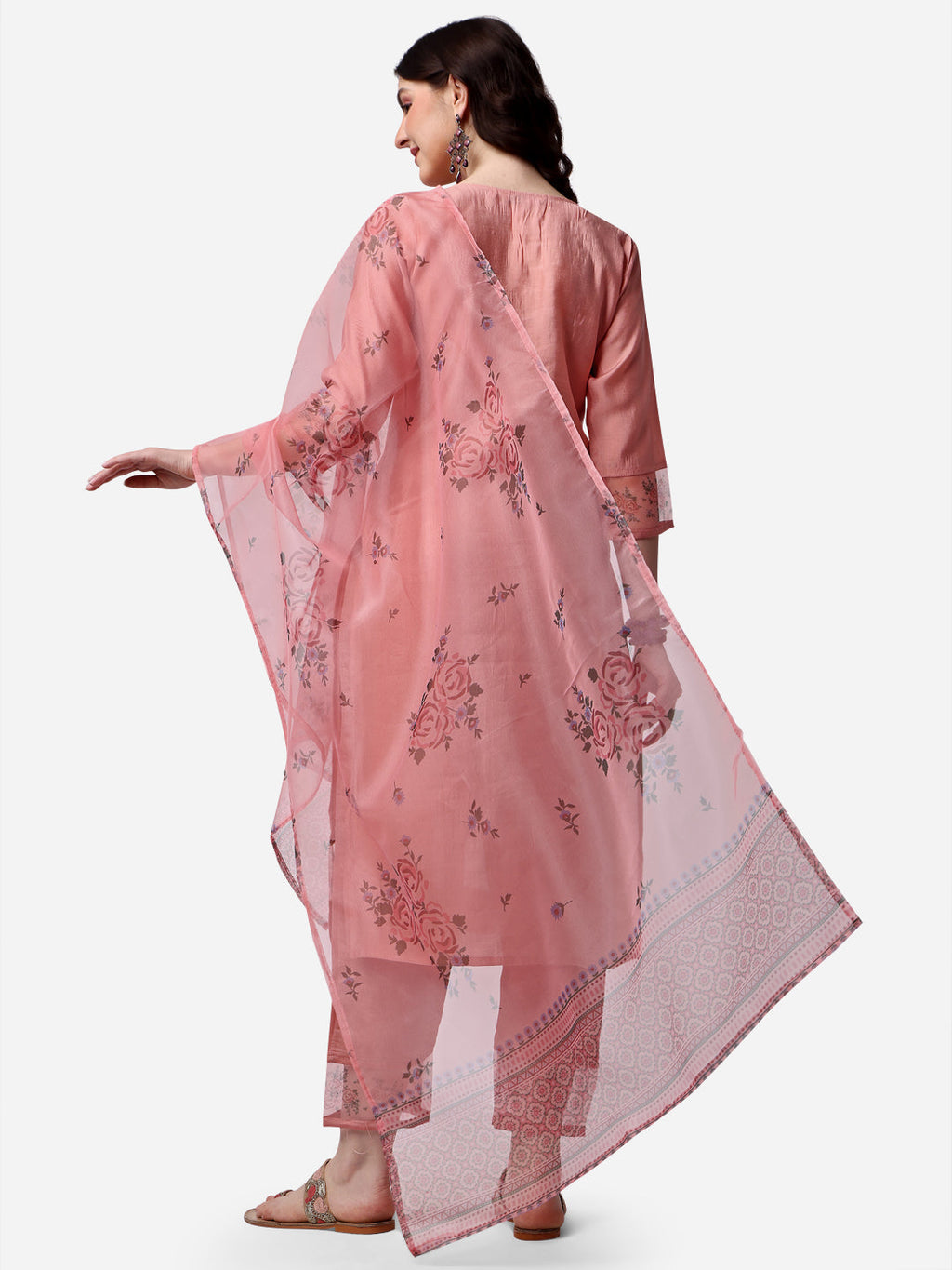 Embroidered Kurta With Pant & Dupatta Set, Multicolor - Hiral Fashion - Distacart