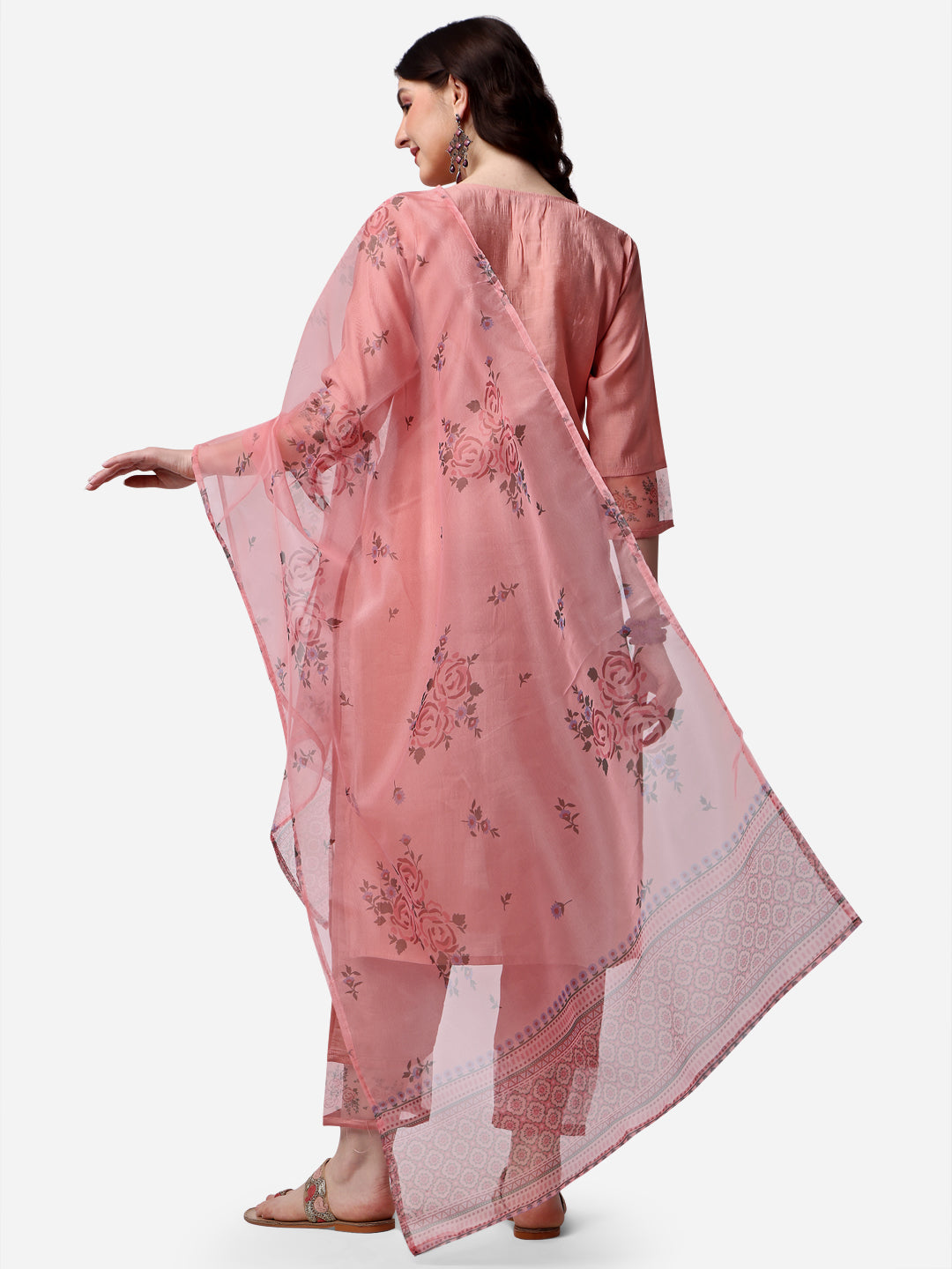 Embroidered Kurta With Pant & Dupatta Set, Multicolor - Hiral Fashion - Distacart