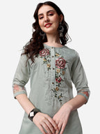 Embroidered Kurta With Pant & Dupatta Set, Multicolor - Hiral Fashion - Distacart