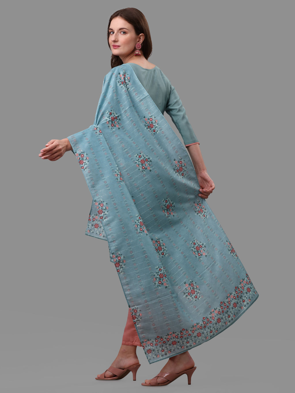Blue Embroidered Kurta Pant & Dupatta Set, Multicolor - Hiral Fashion