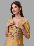 Yellow Embroidered Kurta Pant & Dupatta Set, Multicolor - Hiral Fashion