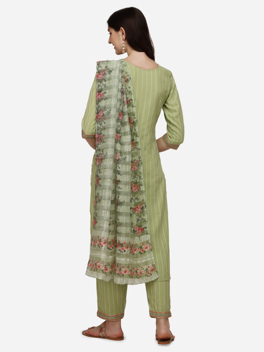 Embroidered Kurta With Pant & Dupatta Set, Multicolor - Hiral Fashion - Distacart