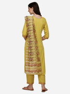 Embroidered Kurta With Pant & Dupatta Set, Multicolor - Hiral Fashion