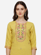 Embroidered Kurta With Pant & Dupatta Set, Multicolor - Hiral Fashion