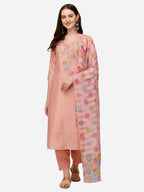 Hand Embroidered Kurta With Pant & Printed Dupatta Set, Multicolor - Hiral Fashion - Distacart