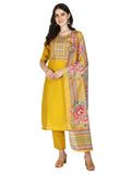 Embroidered Kurta With Pant & Printed Dupatta Set, Multicolor - Hiral Fashion - Distacart