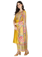 Embroidered Kurta With Pant & Printed Dupatta Set, Multicolor - Hiral Fashion - Distacart