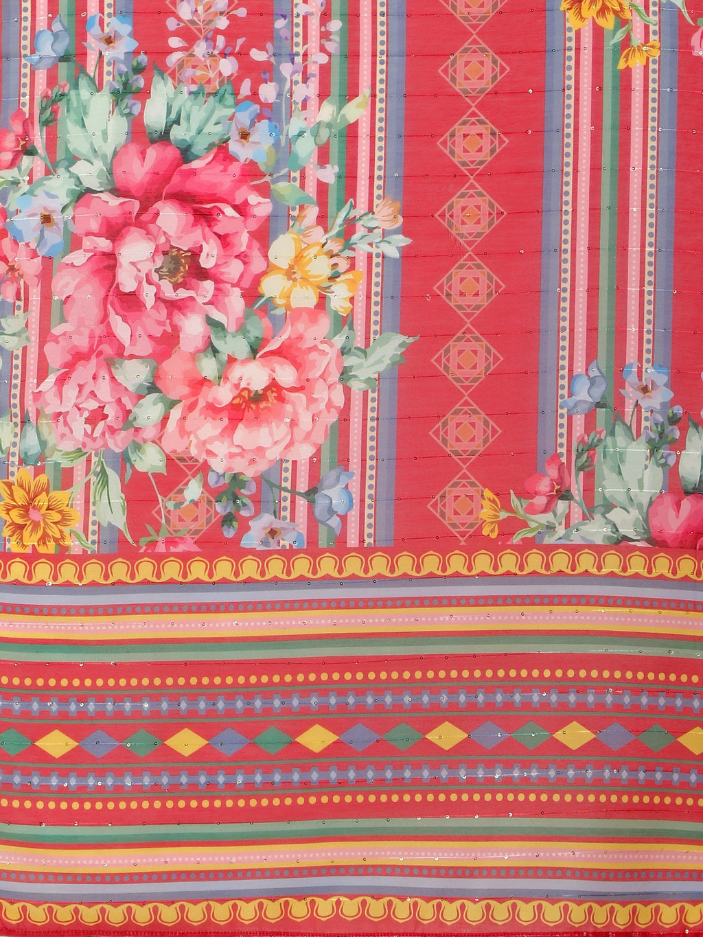 Embroidered Kurta With Pant & Printed Dupatta Set, Multicolor - Hiral Fashion - Distacart