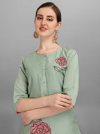 Embroidered Kurta With Pant & Dupatta Set, Multicolor - Hiral Fashion
