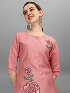 Embroidered Kurta With Pant & Dupatta Set, Multicolor - Hiral Fashion
