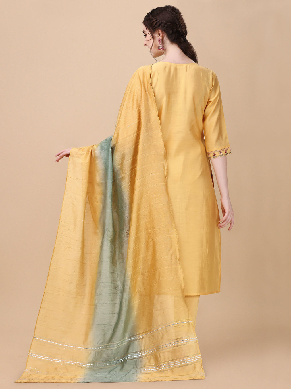 Embroidered Kurta With Pant And Dupatta Set, Multicolor - Hiral Fashion