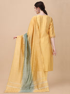 Embroidered Kurta With Pant And Dupatta Set, Multicolor - Hiral Fashion