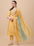Embroidered Kurta With Pant And Dupatta Set, Multicolor - Hiral Fashion