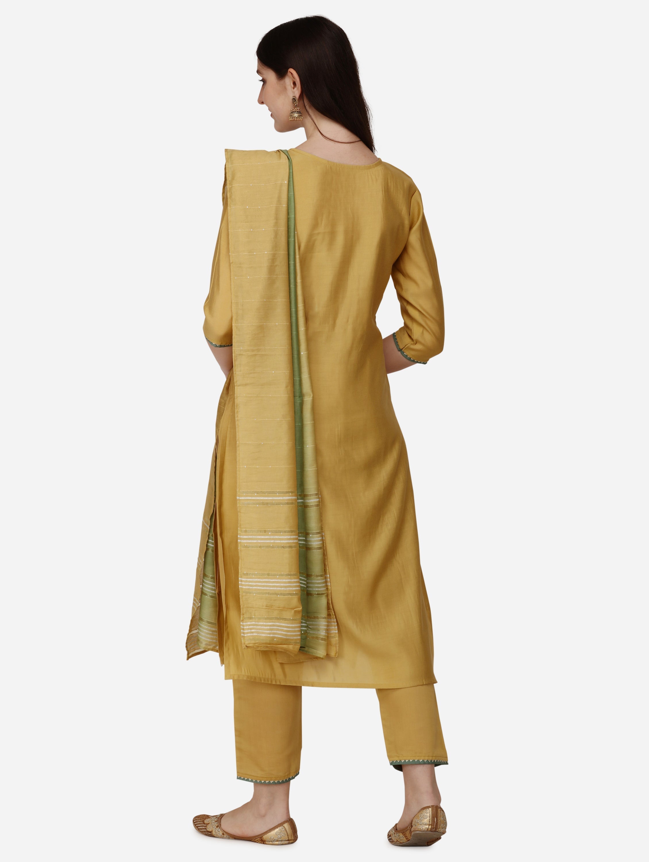 Embroidered Kurta With Pant & Dupatta Set, Multicolor - Hiral Fashion