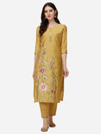 Embroidered Kurta With Pant & Dupatta Set, Multicolor - Hiral Fashion
