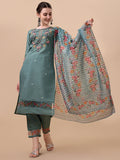 Embroidered Kurta With Pant And Printed Dupatta Set, Multicolor - Hiral Fashion - Distacart