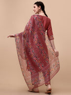 Embroidered Kurta With Pant & Printed Dupatta Set, Multicolor - Hiral Fashion - Distacart