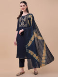 Embroidered Kurta , Pant & Dupatta Set, Multicolor - Hiral Fashion - Distacart