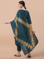 Embroidered Kurta With Pant& Dupatta Set, Multicolor - Hiral Fashion - Distacart