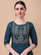 Embroidered Kurta With Pant& Dupatta Set, Multicolor - Hiral Fashion - Distacart