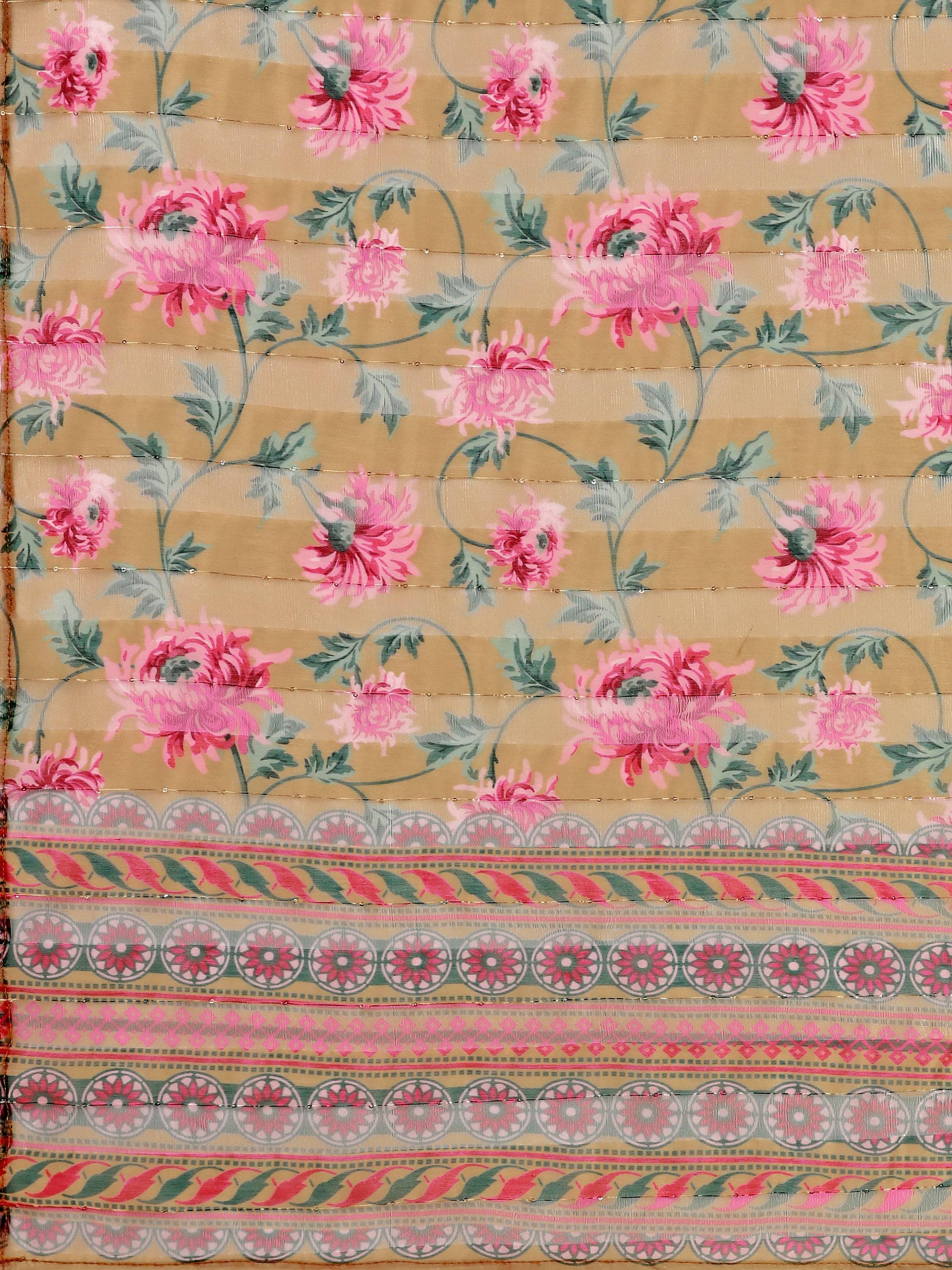 Embroidered Kurta With Pant & Printed Dupatta Set, Multicolor - Hiral Fashion
