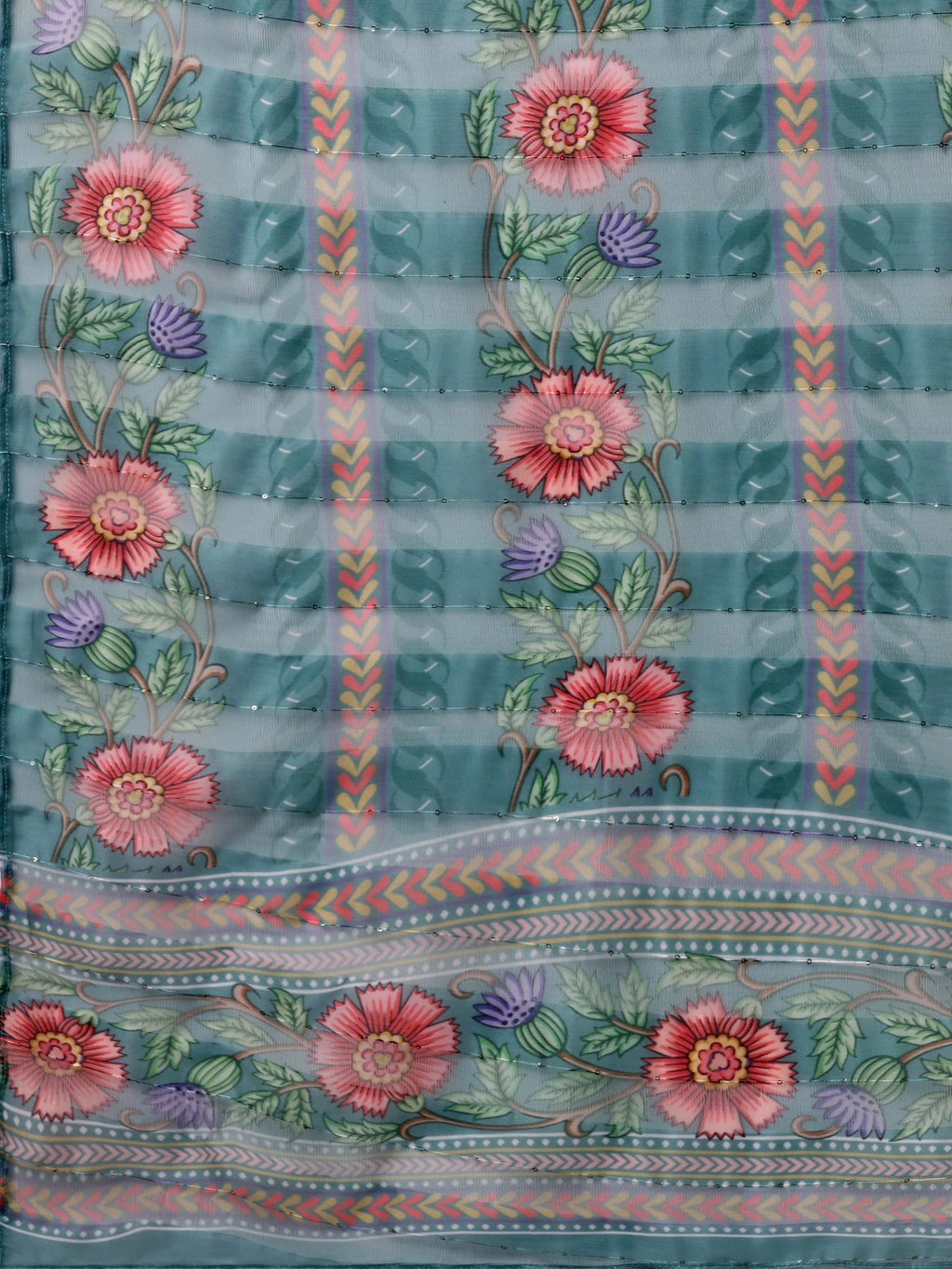 Hand Embroidered Kurta With Pant And Dupatta Set, Multicolor - Hiral Fashion