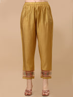 Hand Embroidered Kurta With Pant And Organza Printed Dupatta Set, Multicolor - Hiral Fashion