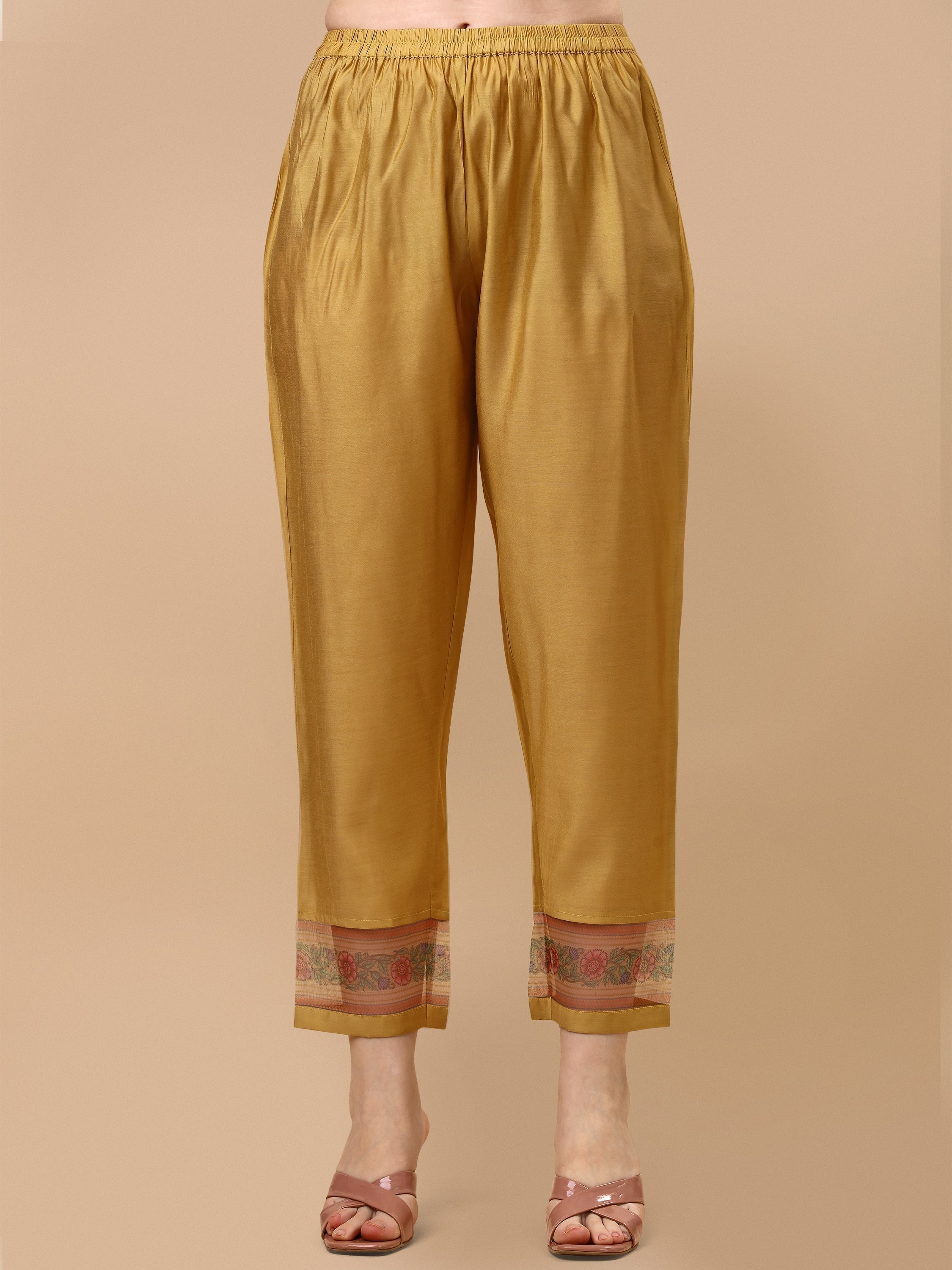 Hand Embroidered Kurta With Pant And Organza Printed Dupatta Set, Multicolor - Hiral Fashion