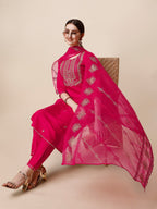 Embroidered Kurta With Pant & Dupatta Set, Multicolor - Hiral Fashion - Distacart