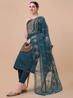 Embroidered Kurta With Pant & Dupatta Set, Multicolor - Hiral Fashion - Distacart