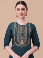 Embroidered Kurta With Pant & Dupatta Set, Multicolor - Hiral Fashion - Distacart