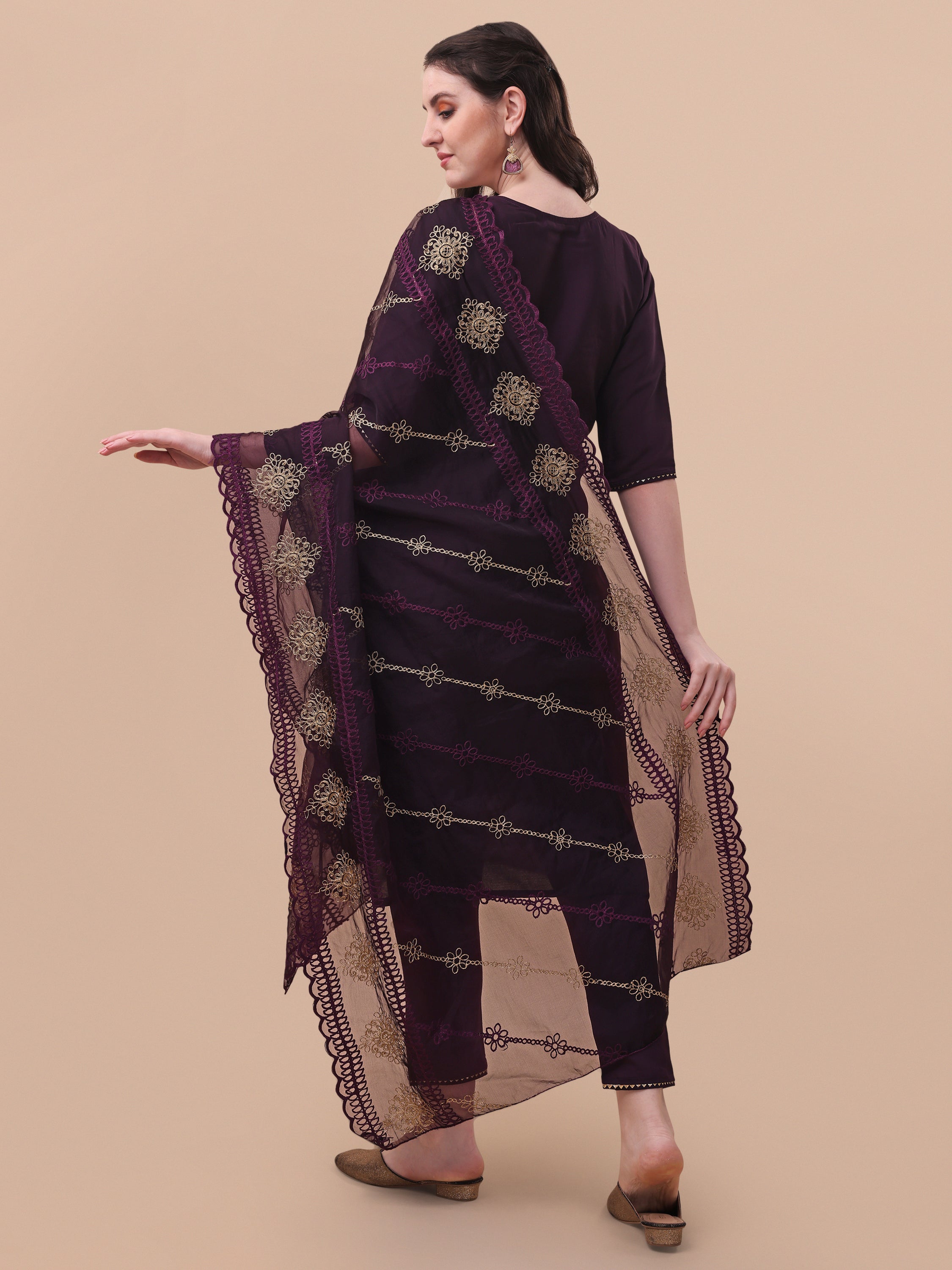 Embroidered Kurta With Pant & Dupatta Set, Multicolor - Hiral Fashion - Distacart