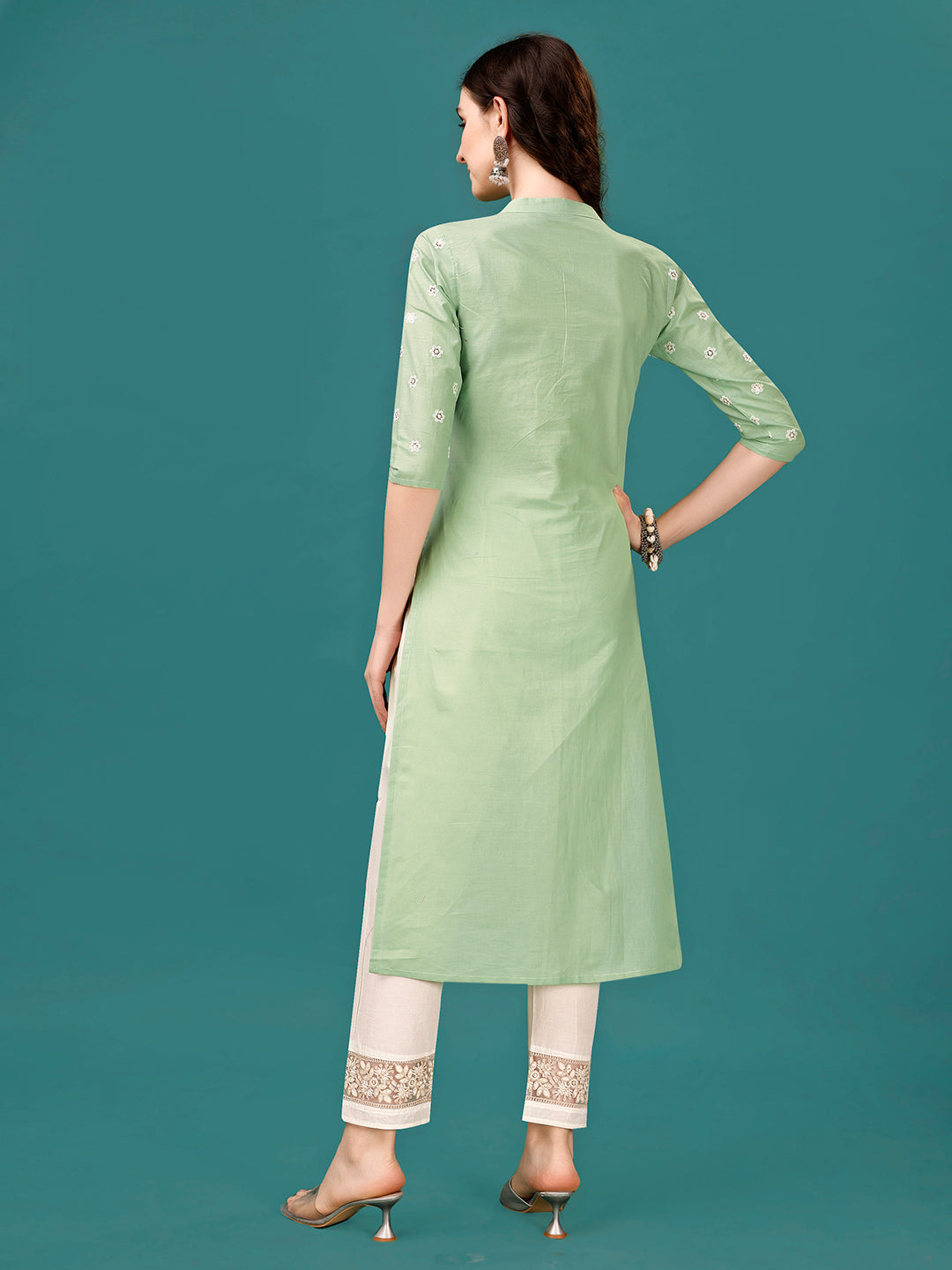 Lucknowi Embroidered Pure Cotton Mal Kurta With Designer Pant, Multicolor - Hiral Fashion - Distacart