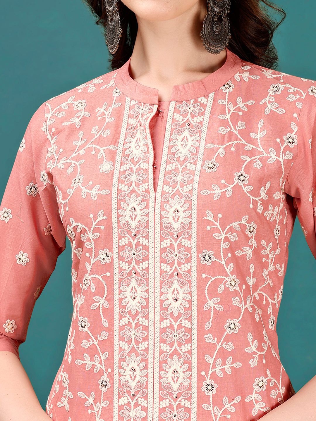 Lucknowi Embroidered Pure Cotton Mal Kurta With Designer Pant, Multicolor - Hiral Fashion