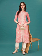 Lucknowi Embroidered Pure Cotton Mal Kurta With Designer Pant, Multicolor - Hiral Fashion