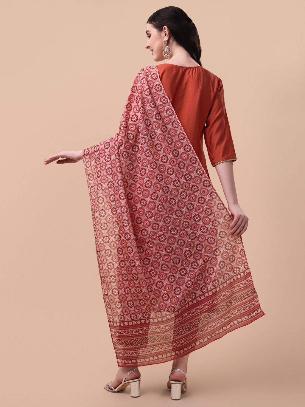 Embroidered Kurta With Pant And Printed Dupatta Set, Multicolor - Hiral Fashion - Distacart