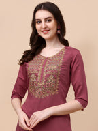 Embroidered Kurta With Pant And Dupatta Set, Multicolor - Hiral Fashion