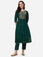 Embroidered Kurta With Pant And Dupatta Set, Multicolor - Hiral Fashion - Distacart