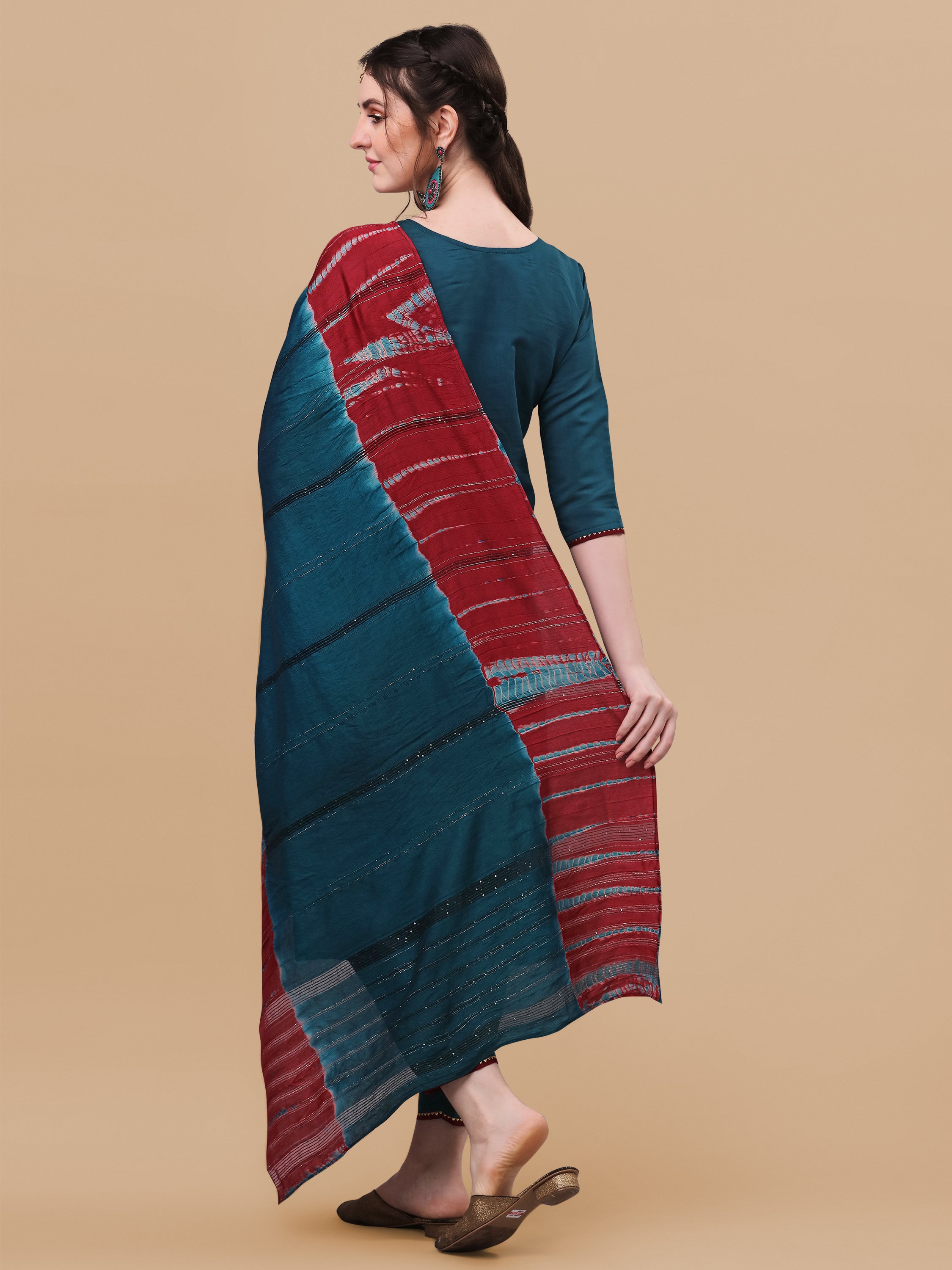 Printed Kurta With Pant And Dupatta Set, Multicolor - Hiral Fashion - Distacart