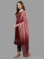 Thread Embroidered Kurta With Pant And Dupatta Set, Multicolor - Hiral Fashion
