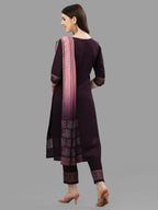 Thread Embroidered Kurta With Pant And Dupatta Set, Multicolor - Hiral Fashion - Distacart