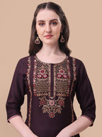 Embroidered Kurta With Pant & Dupatta Set, Multicolor - Hiral Fashion - Distacart