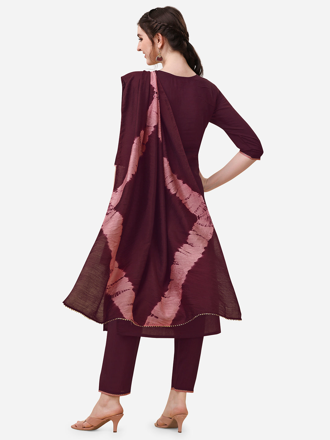 Embroidered Kurta With Pant And Dupatta Set, Multicolor - Hiral Fashion - Distacart