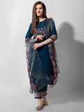Hand Embroidered Kurta With Pant And Organza Dupatta Set Premium, Multicolor - Hiral Fashion - Distacart