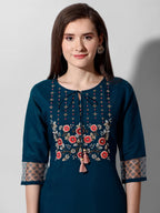Hand Embroidered Kurta With Pant And Organza Dupatta Set Premium, Multicolor - Hiral Fashion - Distacart