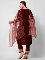 Hand Embroidered Kurta With Pant And Dupatta Set Premium, Multicolor - Hiral Fashion - Distacart