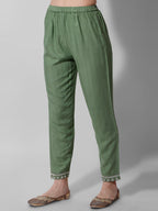 Embroidered Rayon Sequined Green Kurta With Pant & Dupatta Set Premium, Multicolor - Hiral Fashion - Distacart