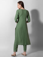 Embroidered Rayon Sequined Green Kurta With Pant & Dupatta Set Premium, Multicolor - Hiral Fashion - Distacart