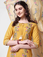 Embroidered Rayon Sequined Kurta With Pant & Dupatta Set Premium, Multicolor - Hiral Fashion - Distacart